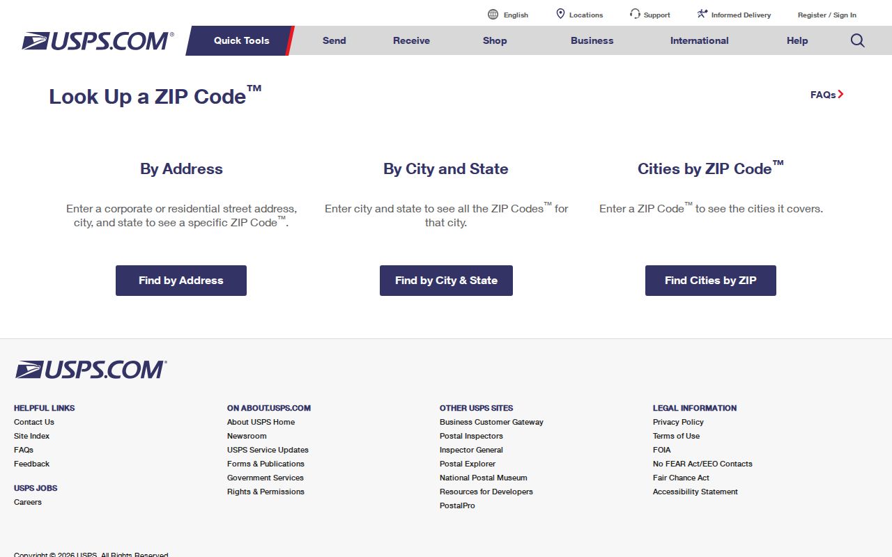 Forest Grove ZIP code directory USPS address lookup screen