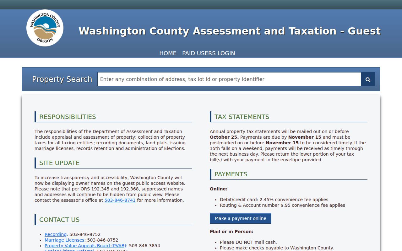 Forest Grove residents directory property search at Washington County Public Access